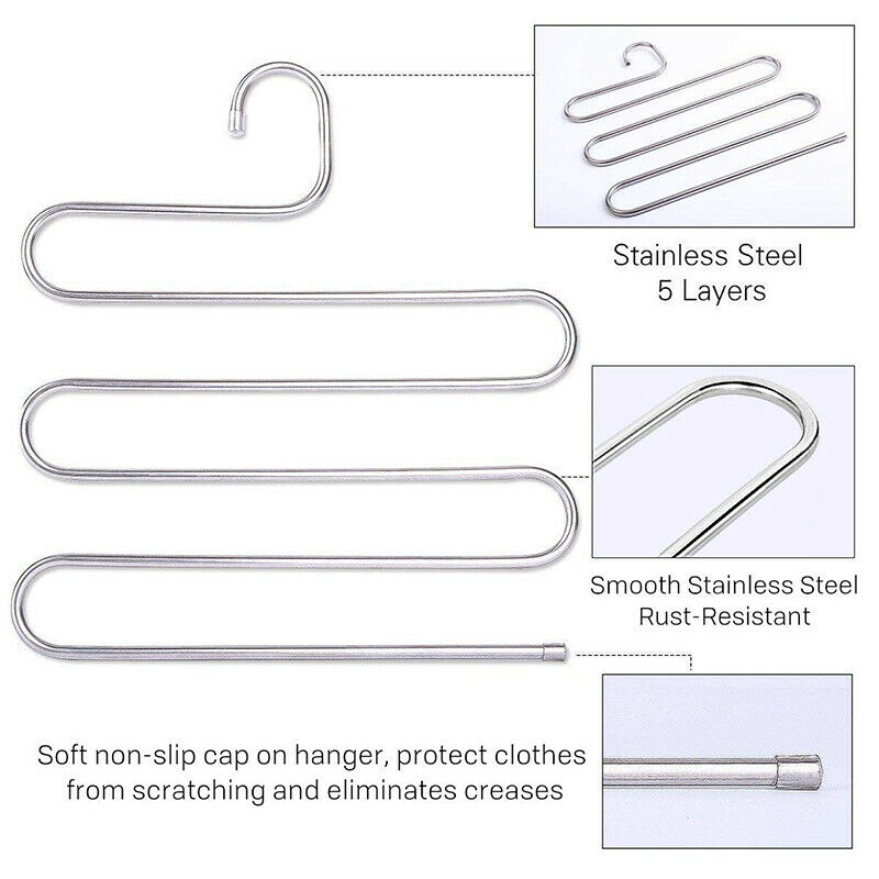 Vijf S-Type Lagen Broek Hanger Hangers Ruimtebesparend Kleding Broek Antislip Closet Organizer Voor Sjaal jeans Kleding Handdoeken