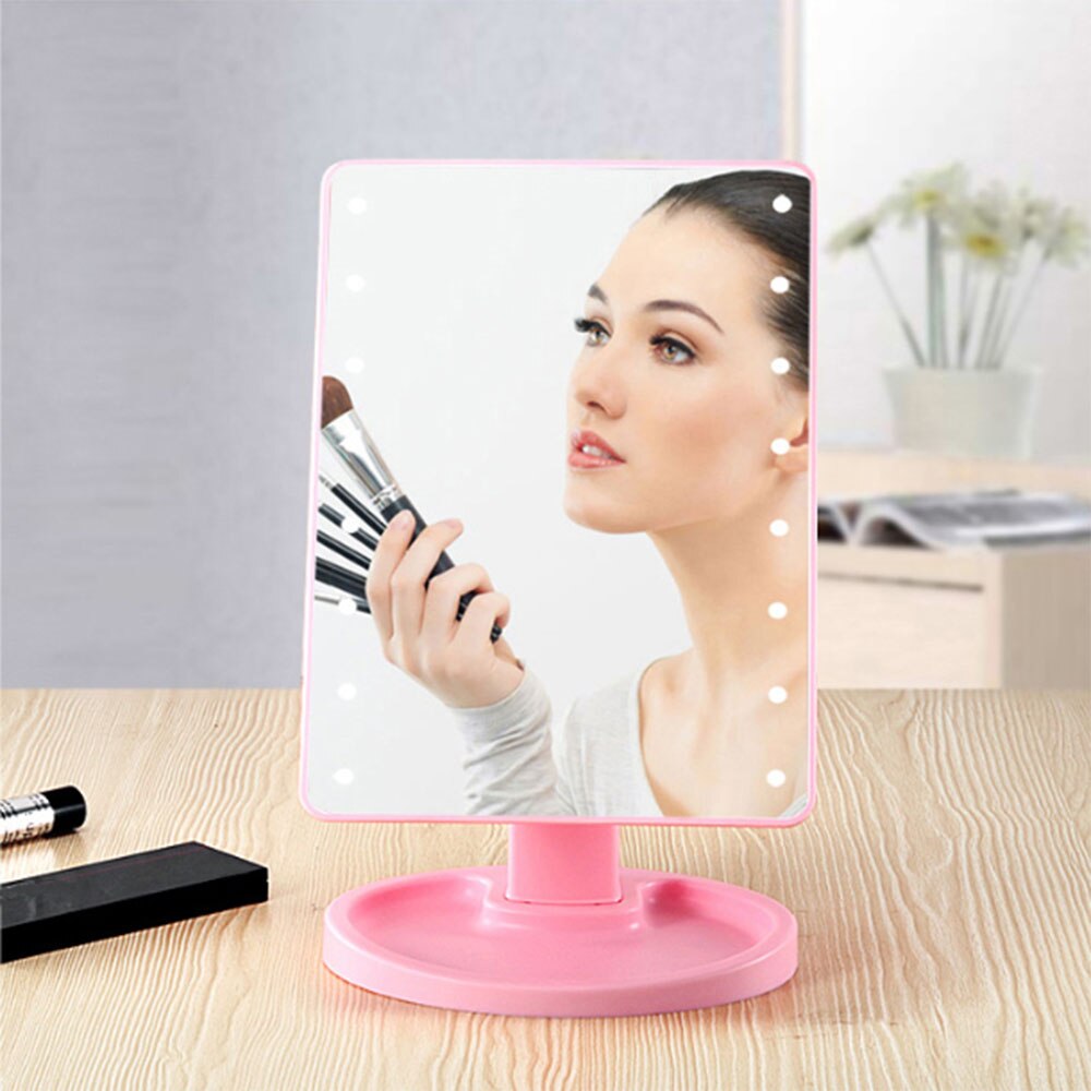 Nuevos Espejos de maquillaje profesionales de LED iluminados con luz LED ajustable 16/22 espejos de pantalla táctil para maquillaje de belleza J19