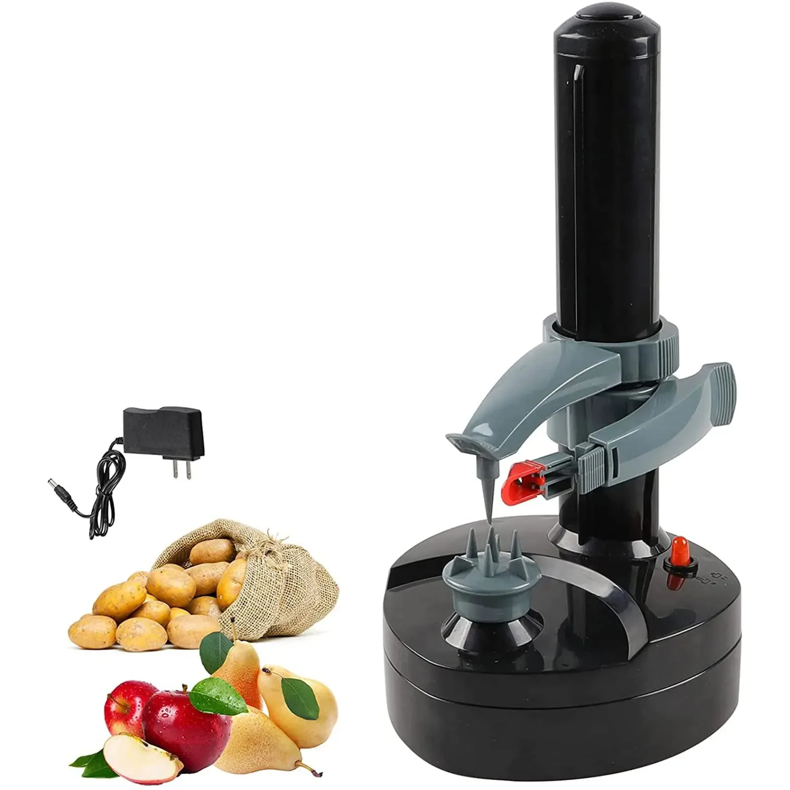 Elektrische Aardappelschilers Automatische Roterende Appelschiller Aardappelschilmachine Automatische Fruitgroenten Keukenschilgereedschap: Black / Verenigd Koninkrijk