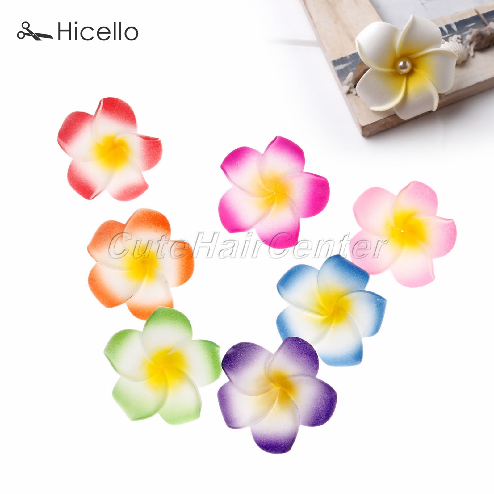 50 stk/sæt 4cm frangipani plumeria hawaiianske blomster skum kunstig blomst hovedbeklædning dekoration bryllup fest forsyninger hicello