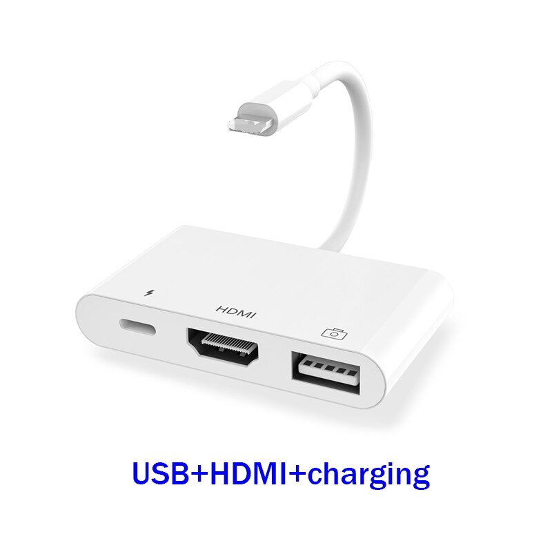 HDMI Adapter for lightning to AV HDMI/HDTV TV Digital USB Cable Adapter for iphone 8 X ios 14 for iphonr otg HDMI Cable Adapter: 3in1