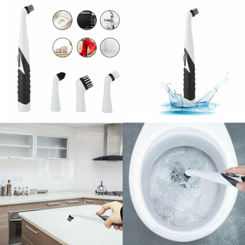 Multifunction Electric Sonic Scrubber Super Cleaning Brush Household Cleaner Brush 4 Brush Heads
