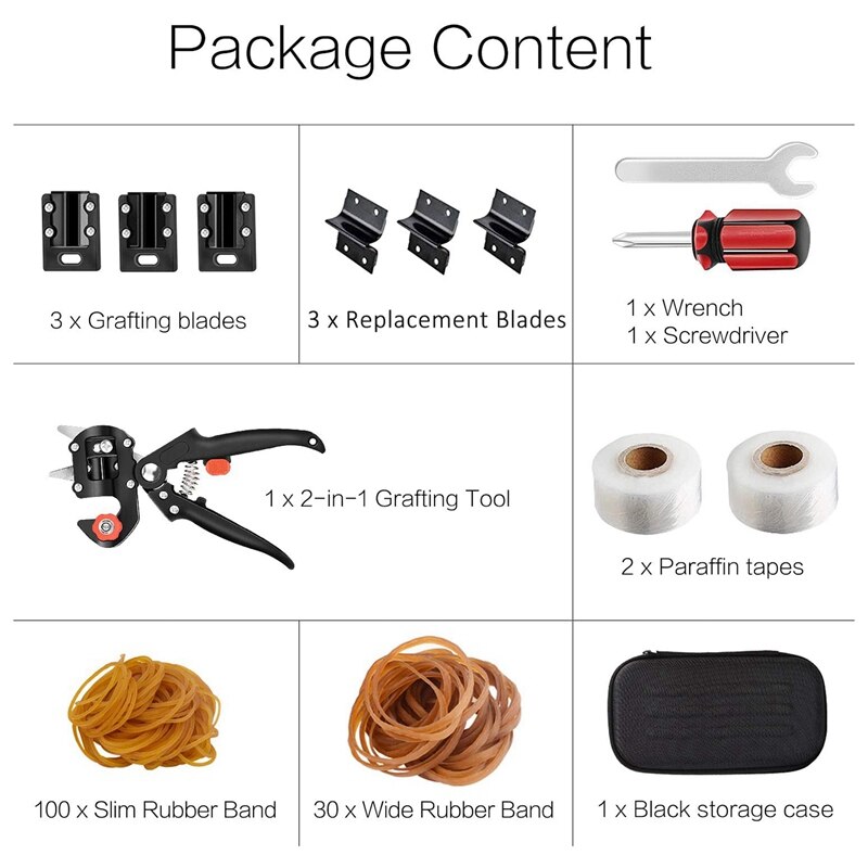 Garden Grafting Tool Kit, 2-In-1 Pruning Tool Kit for Grape Fruit Tree Grafting, with Rubber Band and Blade for Grafting