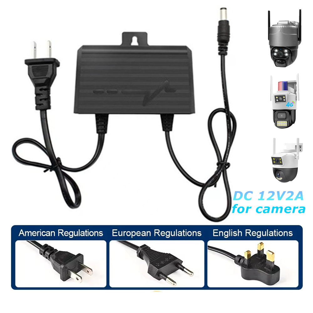 Cameravoeding DC12V2A Adapter Cameravoeding Waterdichte beveiligingsbewaking op hoge temperatuur Uithoudingsvermogen CCTV-cameralader