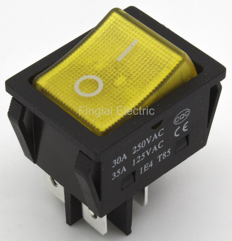 Kcd 4-201n-3 perforeret 30 x 22 mm 30a 4 pin til - fra båd vippekontakt kcd 4 serie afbryder med 220v lys: Gul