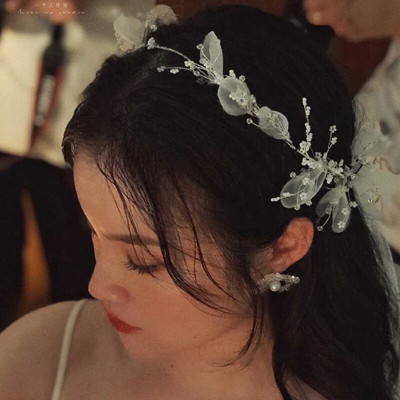 Cc Bruidssluier Bruiloft Accessoires Voor Vrouwen Bloem Kroon Met Kam Wit Ivoor Hoofdbanden Hoofddeksels Real Photo V667