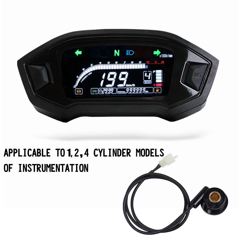 Universal Motorcycle Digital Speedometer Digital Tachometer Dashboard Instrument Panel Meter LCD Display 10000 RPM Cylinder1 2 4: C