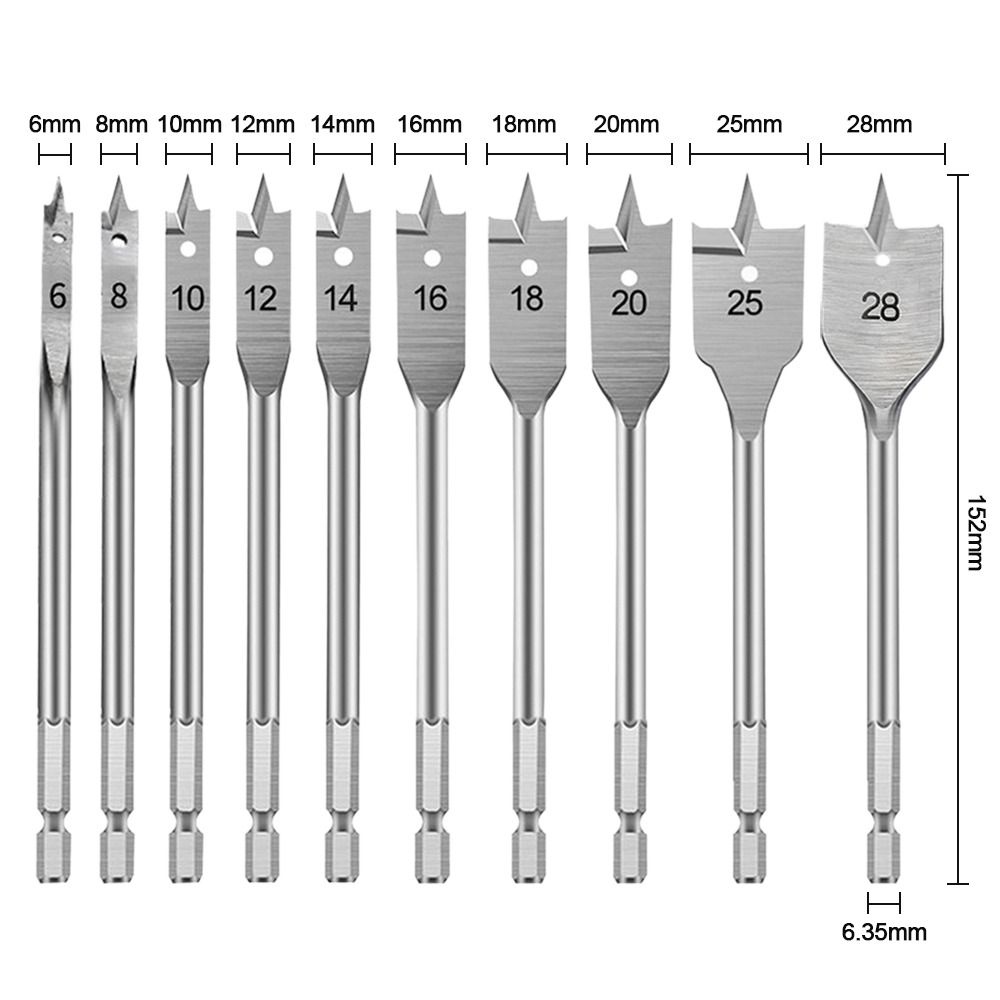 Juego de brocas planas de acero de alto carbono para madera, herramienta de carpintería duradera, Multifun-centional, 6-50mm