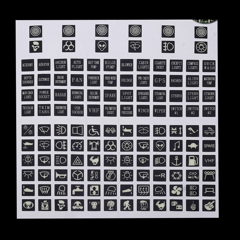 Rocker Switch Label Decal Circuit Panel Lichtgevende Sticker Voor Auto Marine Boot Truck Instrument Schakelaars Relais Decor Sticker