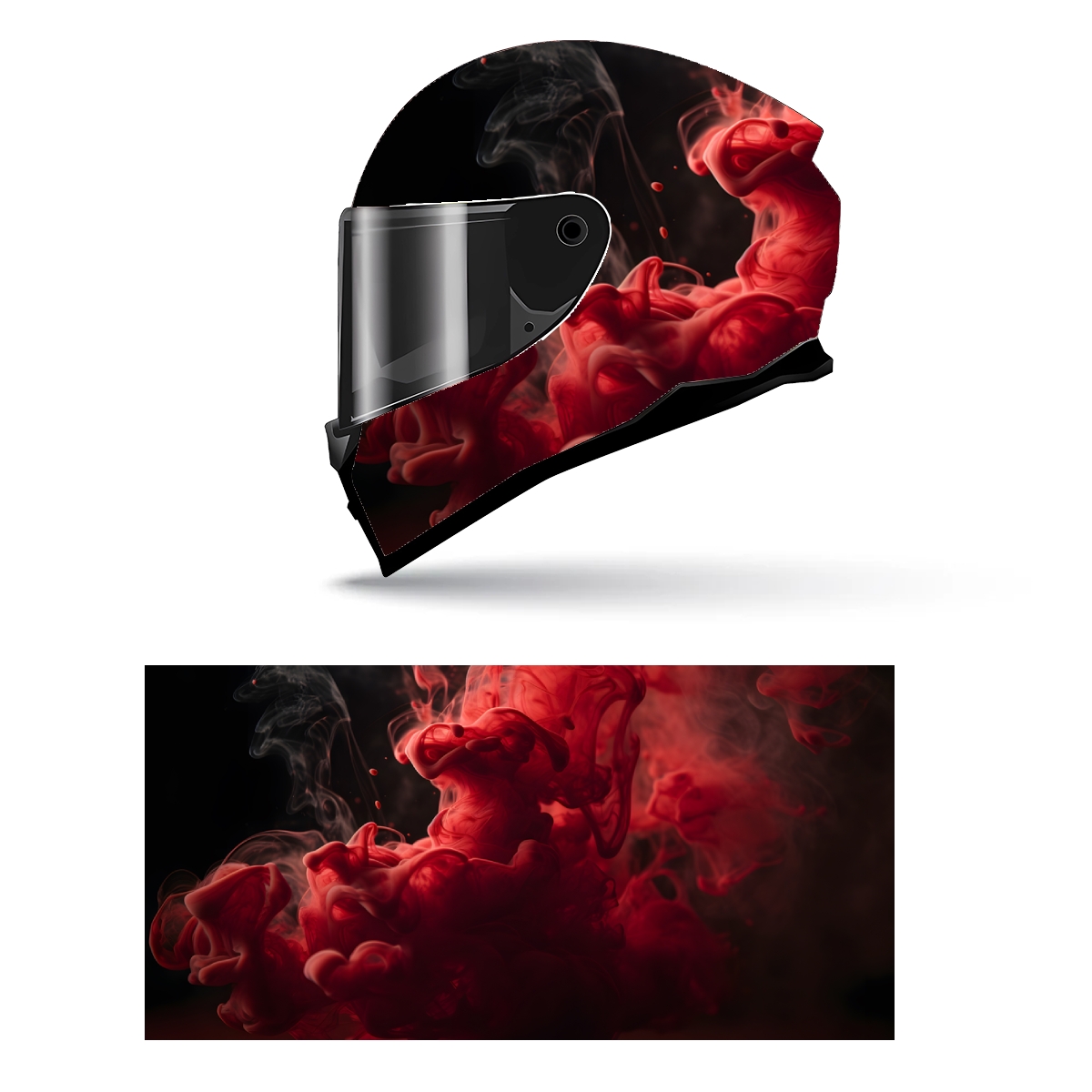 Abstract Red Smoke Full Helmet Wrap Sticker Motorcycle Helmet Racing Graphic Decal Vinyl Wrap Helmet Decorative Sticker