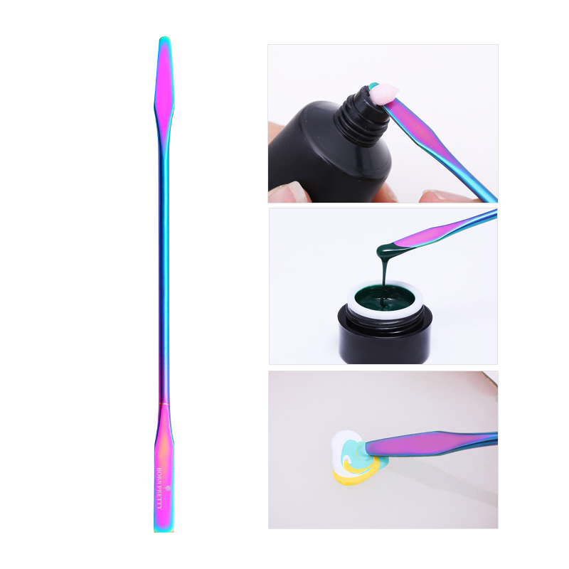 Geboren Pretty Kleurrijke Dual-Ended Nail Extension Maker Nail Art Tool Multi Functie Mix Spatel Lepel Stok Mengen Kleur nemen: Extension Stick