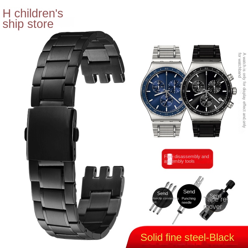 Langere Heren Horlogebandje Voor Stalen Ycs Yvs Ygs Matte Roestvrijstalen Opvouwbare Gesp Horlogeband 19Mm 21Mm Zilver Black Metal Band: S / Black