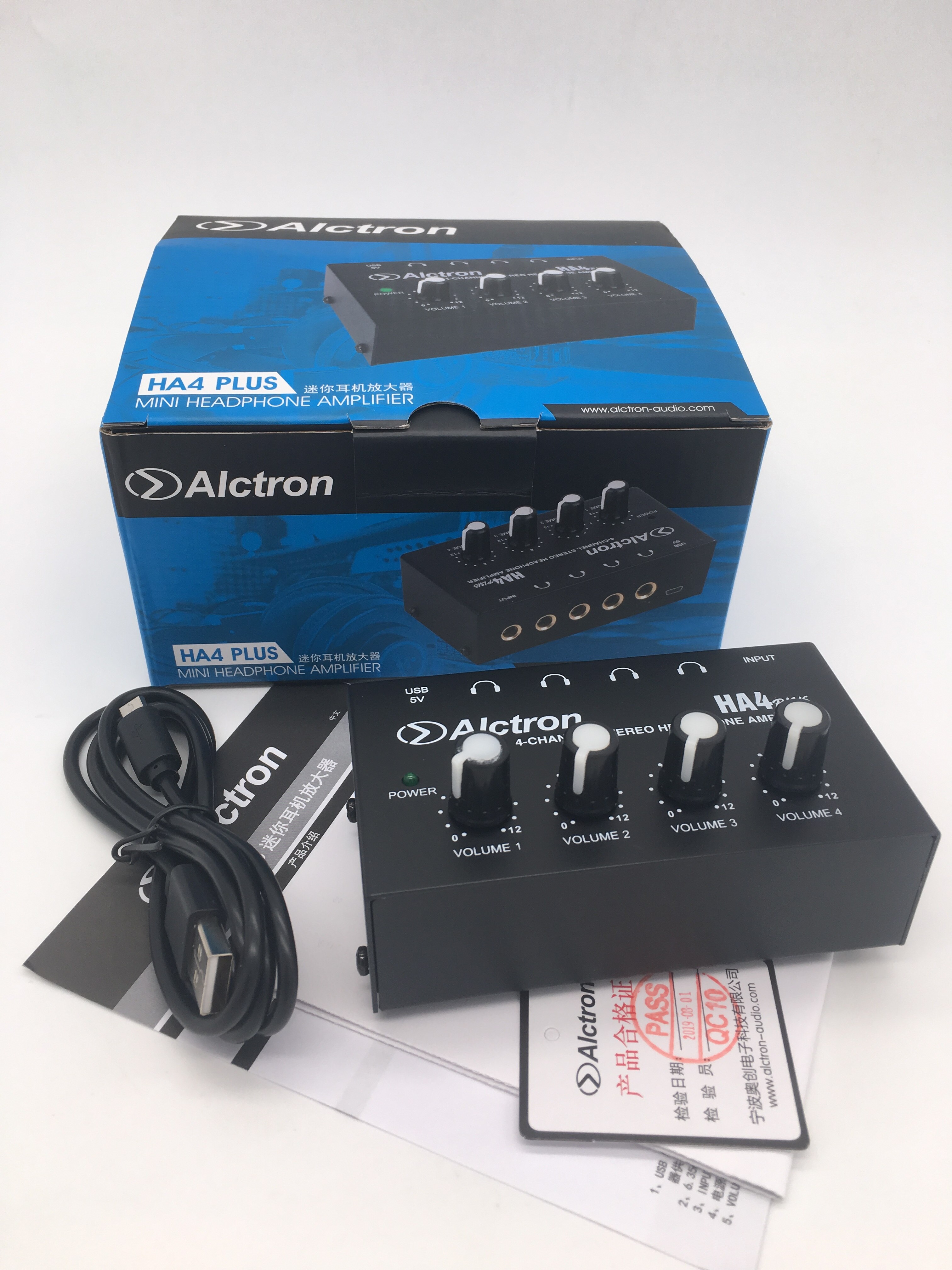 ALCTRON HA4 plus Mini amplificatore per cuffie stereo a 4 canali audio di alta qualità interfaccia USB compatta alimentazione alimentata