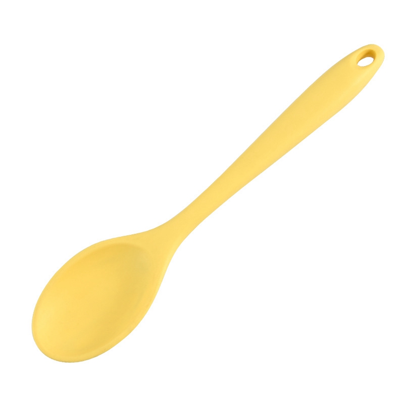 Large Silicone Spoon Home Use Long Handle Spoon High Grade Mixing Ladle Cooking Kitchen Soup Spoons Tableware Kitchen Dining Bar: Yellow