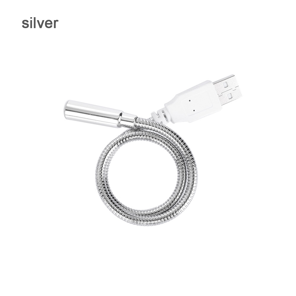 1Pcs Mini Portable USB Light Flexible Computer Reading Lamp Desktop Protect Eyes Keyboard Light Emergency Night Light: silver