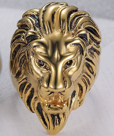 Anillo de cabeza de león de acero inoxidable 316L HNSP para hombres, accesorios de joyería para dedo de estilo Animal Hip Hop: 11 / Verde