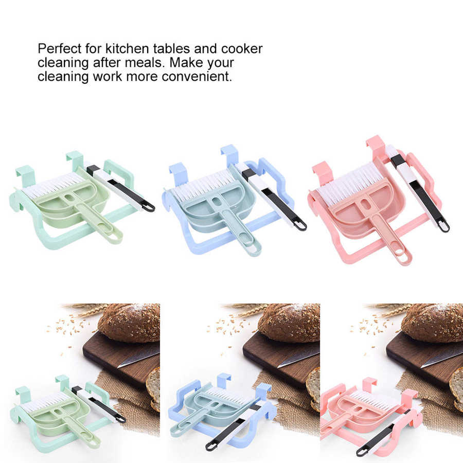 4 unids/set Mini Kit de herramientas de limpieza porta bolsa de basura cepillo de teclado escritorio escoba recogedor para uso en el hogar