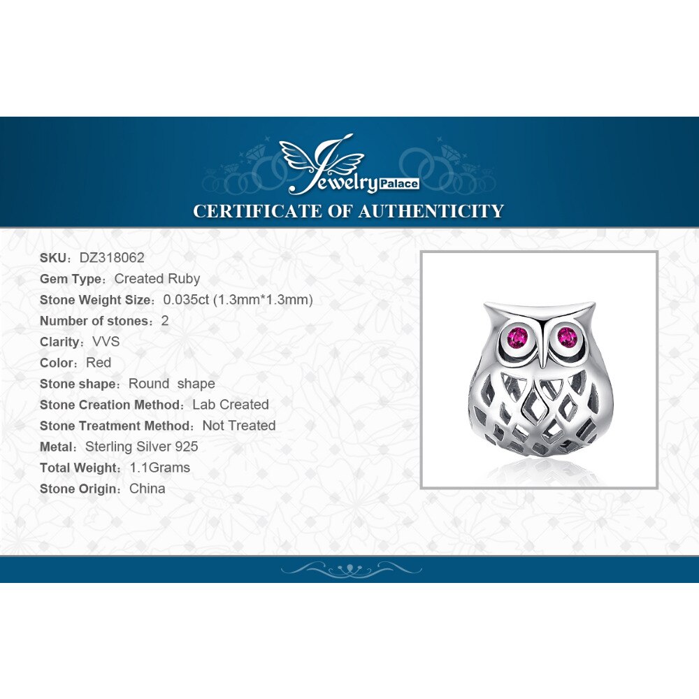 JewelryPalace 925 Sterling Silver Hollow Owl Beads Charms Silver 925 Original Fit Bracelet Silver 925 original Jewelry Making