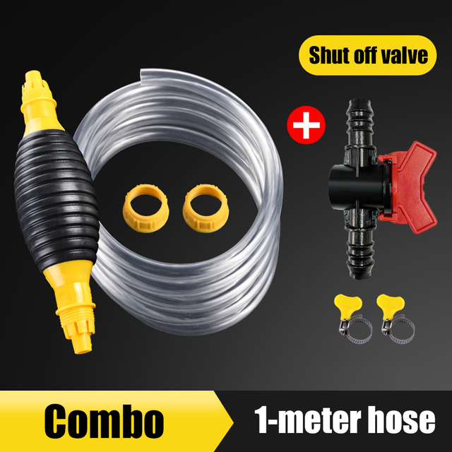 Universal Car Motocycle Siphon Pump Portable Fuel Hand Pump Manual Fuel Gasoline Diesel Transfer With Pvc Hose One Way Valve: C