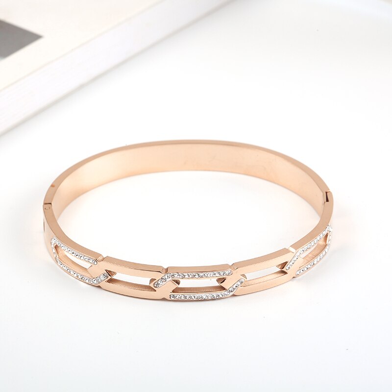 316 rostfritt stål roséguld kristaller fjäderarmband armband nickelfria smycken för kvinnor bäst