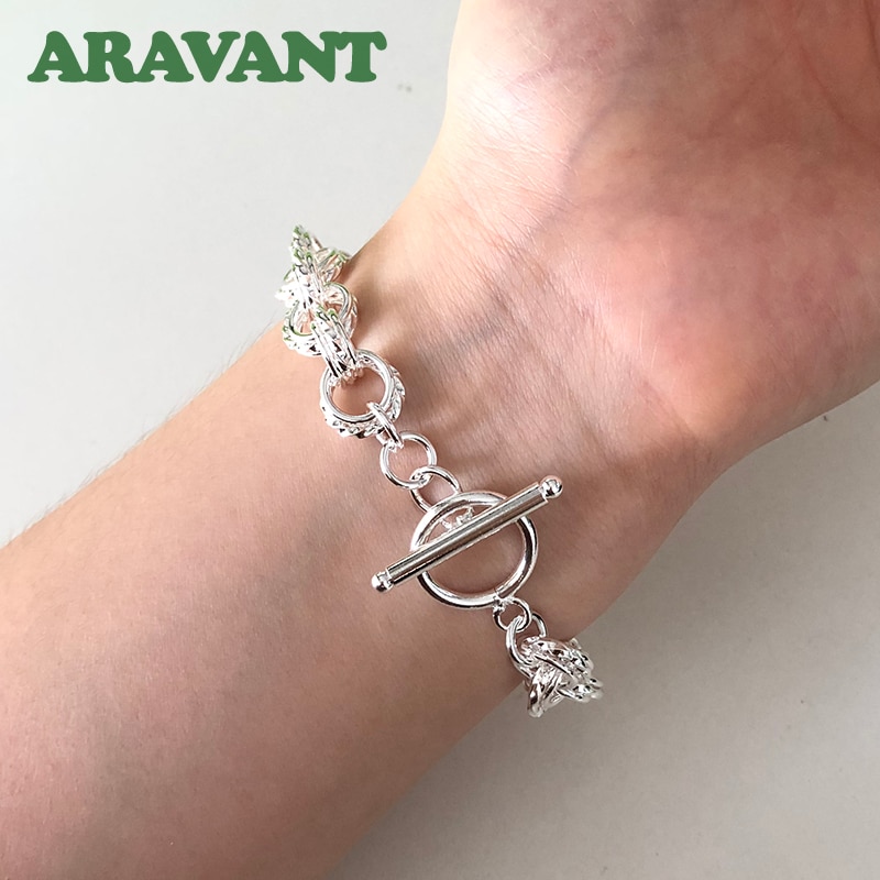 Vrouwen Armband Zilver Eenvoudige Ronde Cirkel Kettingen Armbanden Voor Vrouwen Verjaardagsfeestje Zilver 925 Sieraden