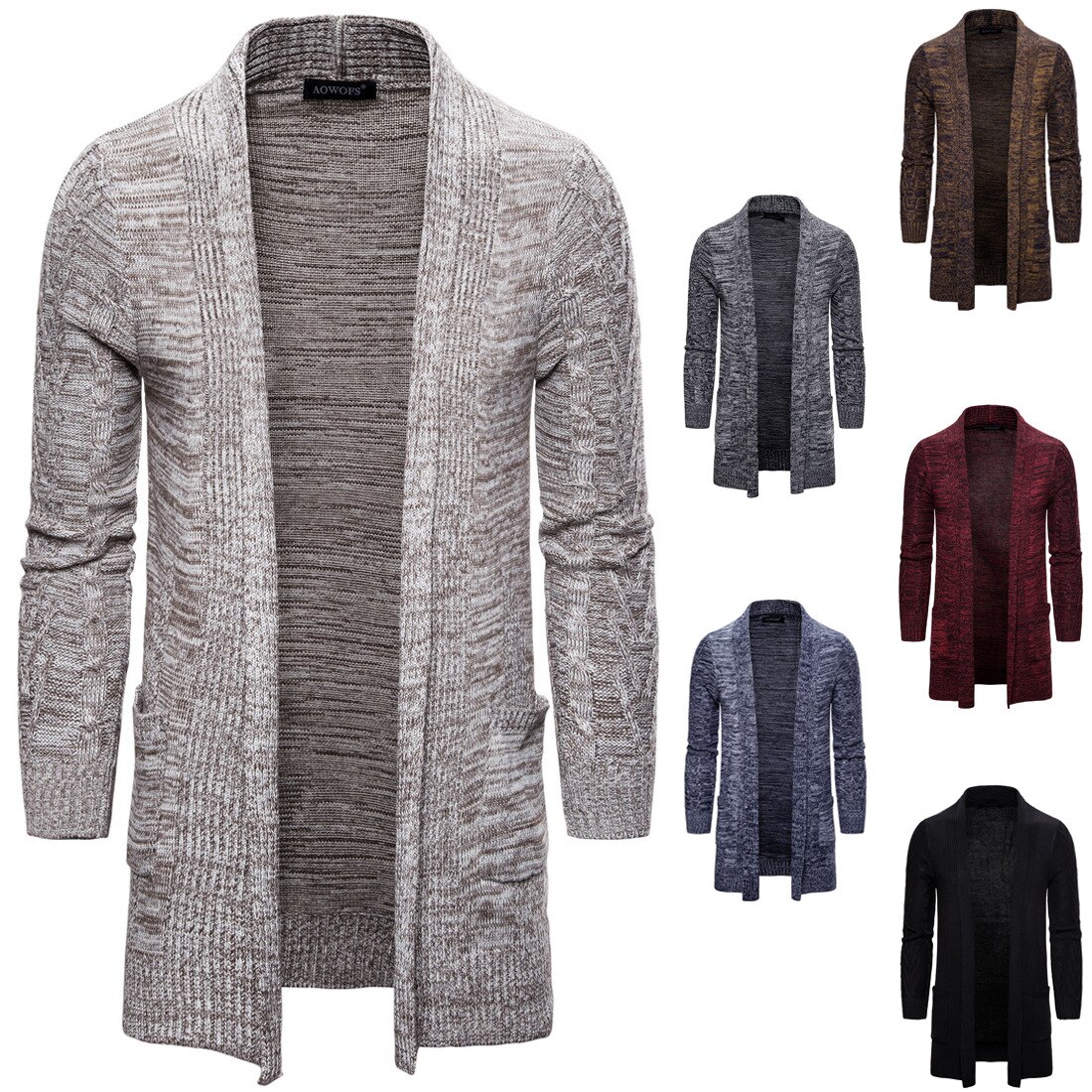 Mannen Lange Gebreide Trui Jassen Casual Vest Mannen X-Lange Gebreide Vest Jas Effen Kleur Sweatercoat