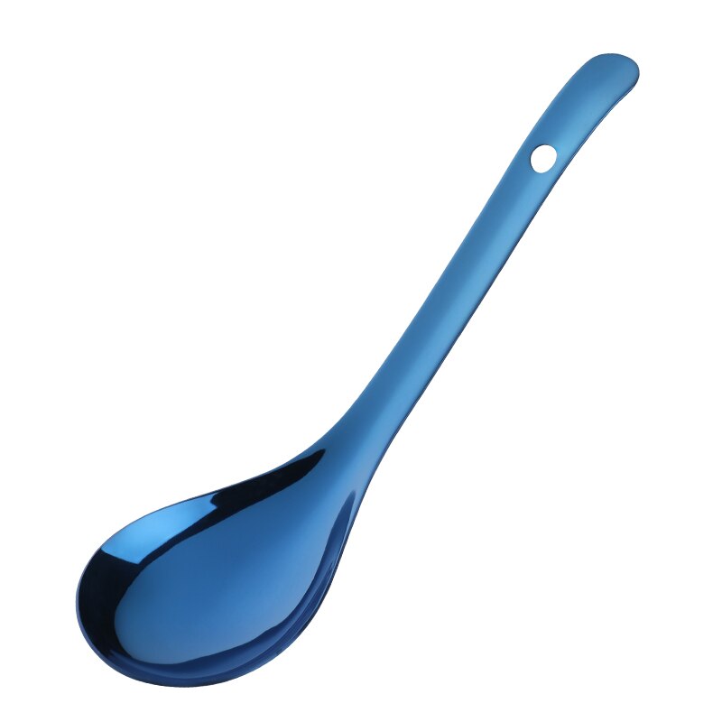1 Pcs Rijst Lepel Goud Rvs Ronde Hoofd Chinese Lepel Maaltijd Voedsel Grote Capaciteit Rijst Lepel Servies Levert: Blue