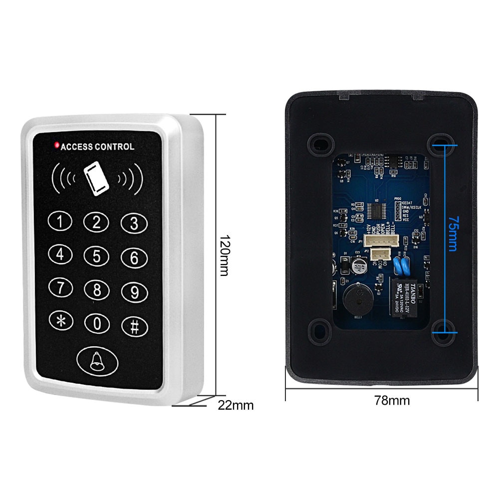 Waterproof RFID Access Control Keypad Outdoor Rainproof Cover 125KHz EM Card Reader 10pcs Keyfobs For Door Access Control System