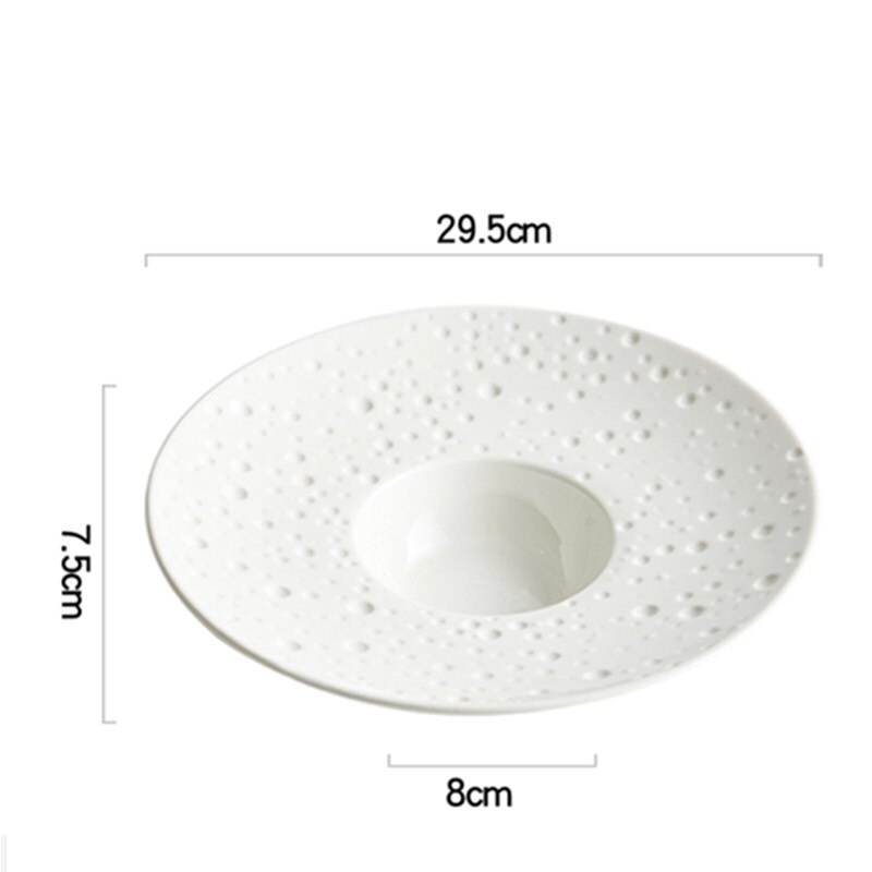 Plato blanco con forma de sombrero de paja para el norte de Europa, vajilla de decoración para restaurante, plato de sopa de carne y espagueti, plato de postre y fruta: B--29.5CM