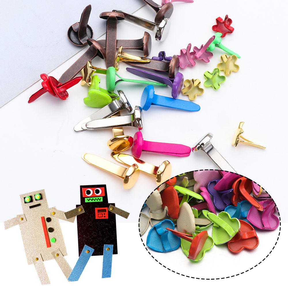 100Pcs Metal Studs Spikes Mini Brads Scrapbooking Versiering Sluiting Sluiting Diy Fotoalbum Ambachten Decoratieve Tweevoetige Nail