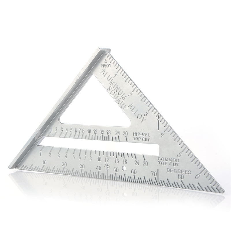 Regla triangular de aleación de aluminio de 7 pulgadas para carpintería regla triangular cuadrada de 90 grados 45 grados de pulgada métrica
