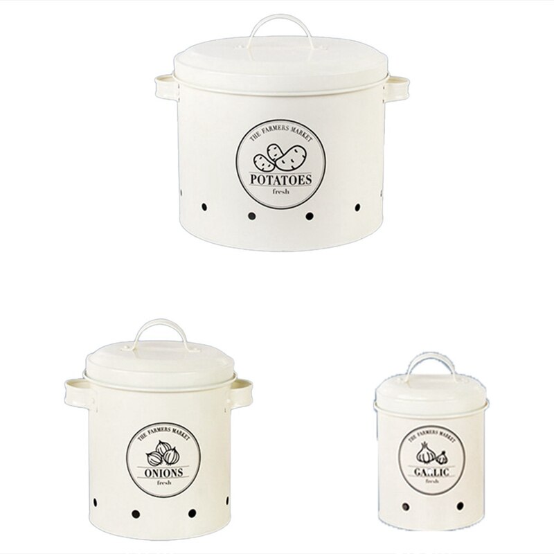3 Pcs Storage Box Potatoes Onions Garlic Bin Kitchen Food Container Buckets Breathable Metal Box Potato Bucket: Army Green
