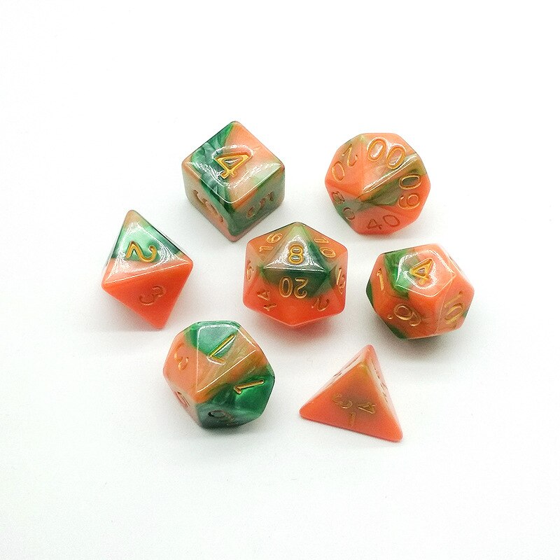 Multi-mix farve 7 stk terning sæt trgp spil polyhedron  d4-d20 multi-facetteret terningtårn akryl dados rpg multi-faced dnd terninger