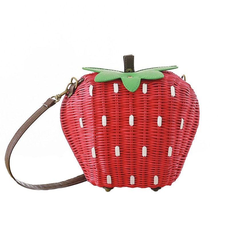 Women Straw Bags Female Summer Beach Shoulder Bag Lady Strawberry Vintage Rattan Weave Handbag Handmade Portable Bolsa SS3126