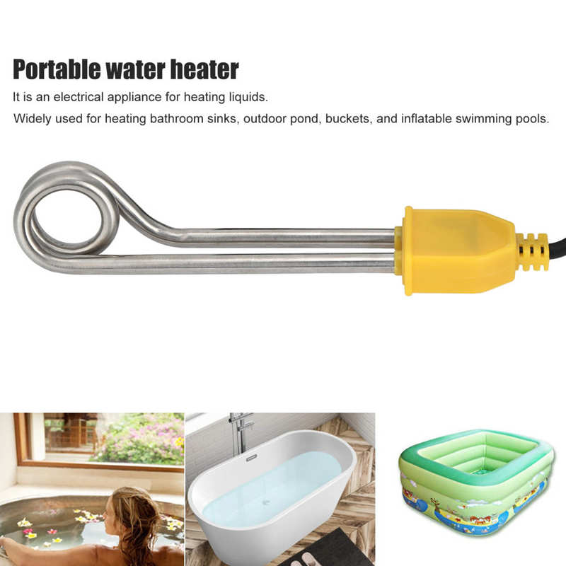 600W Portable Electric Immersion Water Heater Boiler for Heating Bathtub Pond Barrel 1m Water Heater