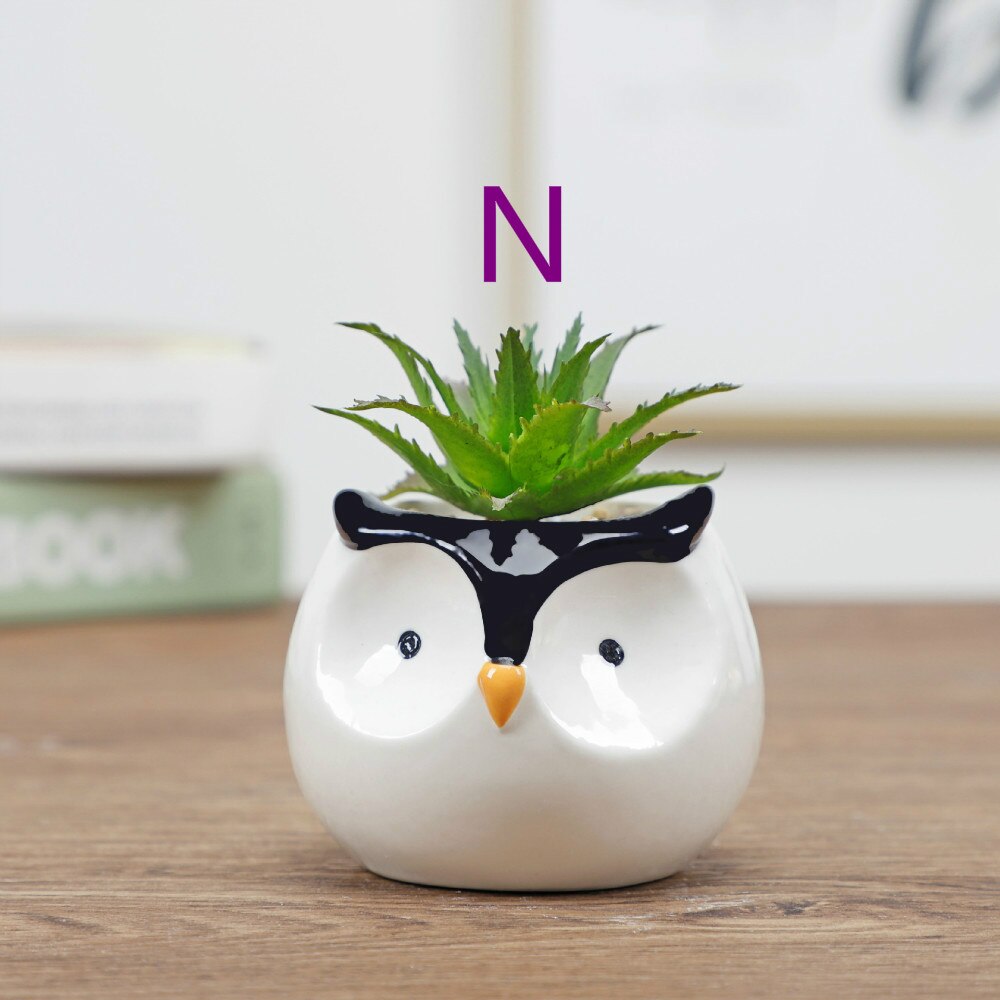 Dessin animé Animal Pot de fleur Pot d'intérieur Succulent plante Pot décoration de la maison artisanat décoration: N