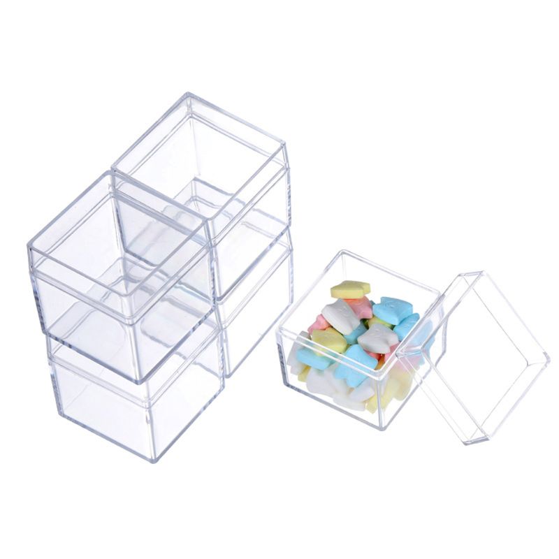 Clear Acrylic 5 Sided Jewelry Display Storage Box Case Square Cube Props Box