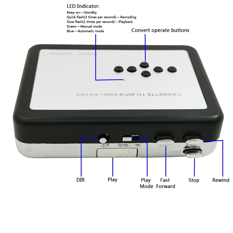 Cassette Player Portable, Standalone Cassette Tape to MP3 Converter , Walkman Tapes Recorder via TF Card with Earphones