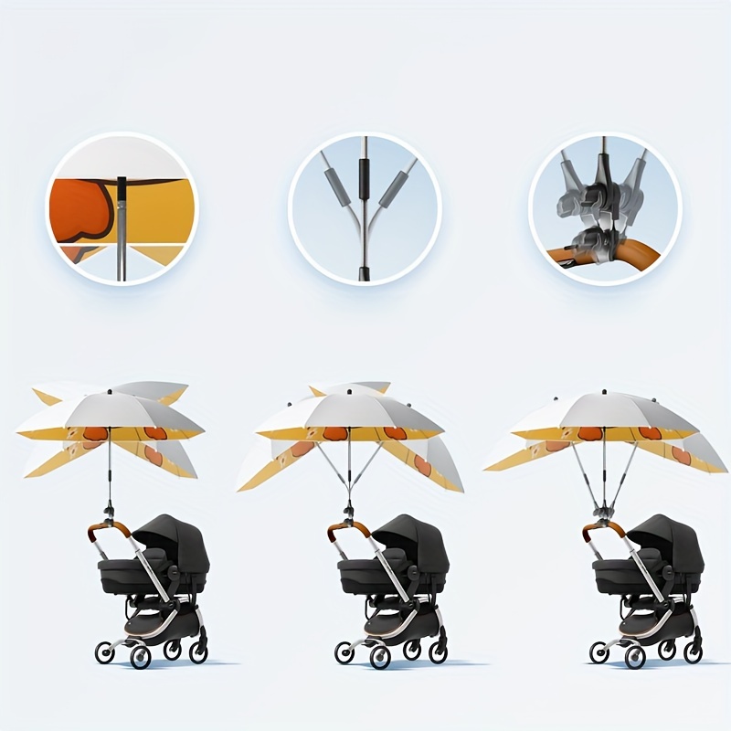 Premium Stroller Umbrella - Waterproof Sun & Rain Protection Durable 190T Canopy Manual Open Outdoor Sunshade Child Umbrella