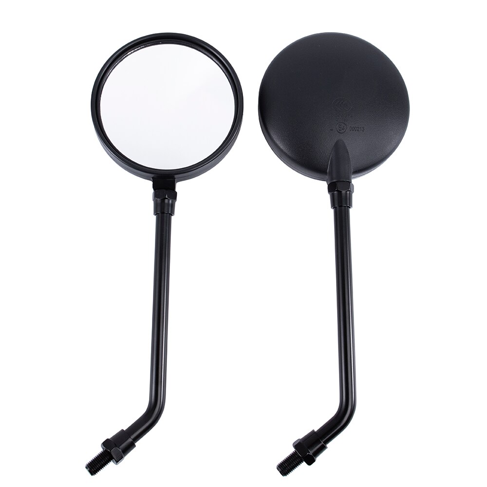 2Pcs Universal Motorcycle Zwarte Ronde Spiegel Fit Voor Meest 10Mm Draad Dia Achteruitkijkspiegel Zijspiegels: Black