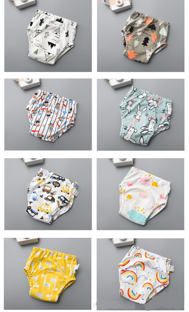 Cotton Potty Training Pants Kids Baby Diapers Reusable Nappies Washable Cloth Diaper Nappy Waterproof Baby Toddler Underwear 1pc