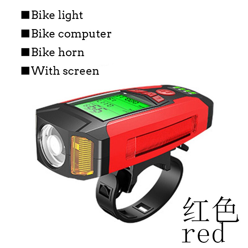 3 in 1 USB Fahrrad Taschenlampe 5 LED Fahrrad Computer/Horn Fahrrad Vorderseite Licht IPX4 Wasserdichte Scheinwerfer Kilometerzähler Fahrrad zubehör