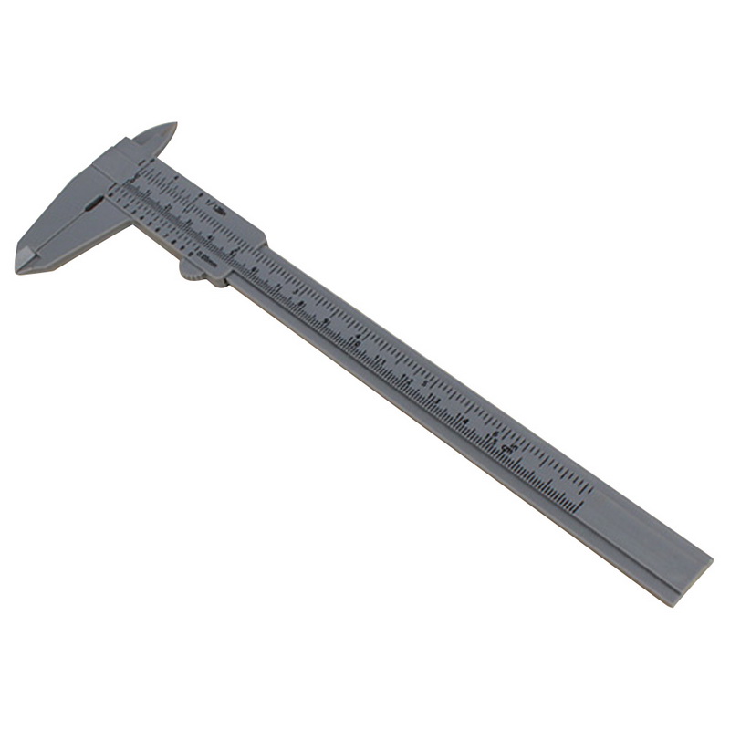 Calibre Vernier plástico micrómetro diario de la herramienta 150mm blanco Mini Calibre Vernier plástico de corredera medida herramienta gobernante: Gris