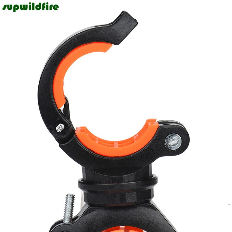 Naranja montaje de clip antorcha luz delantera de la bicicleta soporte de la linterna 360 rotación # NO16