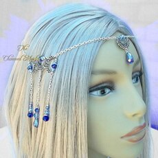 WiccMoon Circlet, Pagan Headdress Wiccan Head Chain Moon &amp; Triskele Headpiece Gothic Head Chain: B25