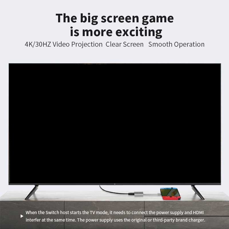 4K HDMI-Compatible Adapter for Nintendo Switch 1080P HD Video Converter Charging Portable Dock Hub for PC Laptop