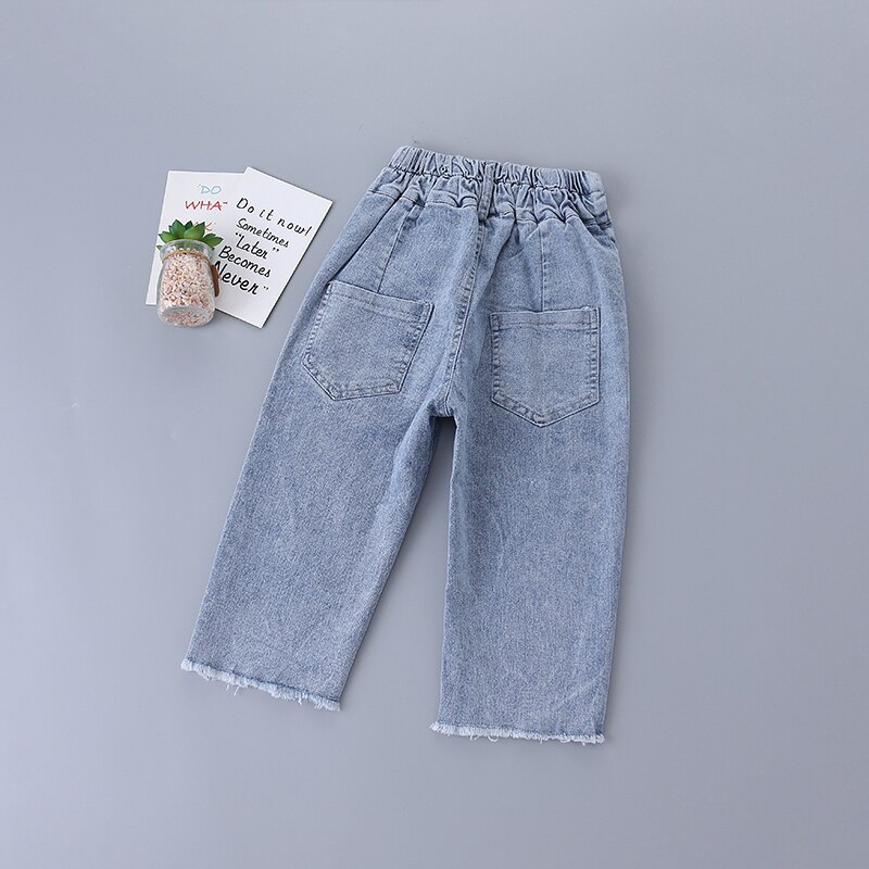 3-7 år tjej kläder höst casual kid barn byxa solida tjej jeans