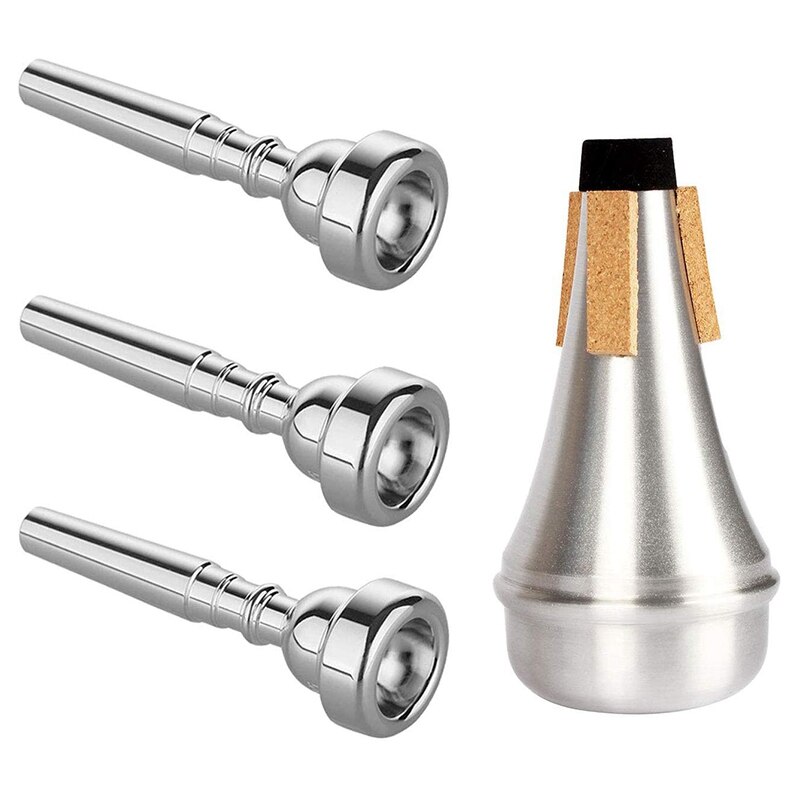 3 Pack Trompete Mundstück (3C 5C 7C) mit Trompete Stumm für Ersatz Musical Instrumente Zubehör: Default Title