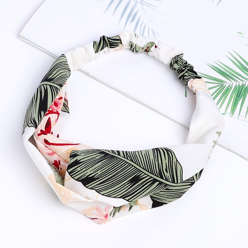 1pc vrouwen eenvoudige bloemen en bomen bos brede haarband doek knopen bladeren haarbanden kersen haar ring hoofdband voor meisje: 3