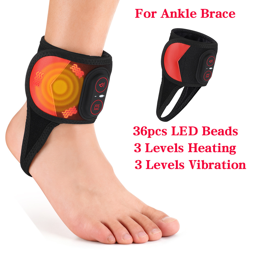 Rood licht draadloze enkelmassageapparaat Polsbandages Steunbrace Enkelverwarmingskussen Verwarmde hand- en voettrillingsmassageriem: Oranje